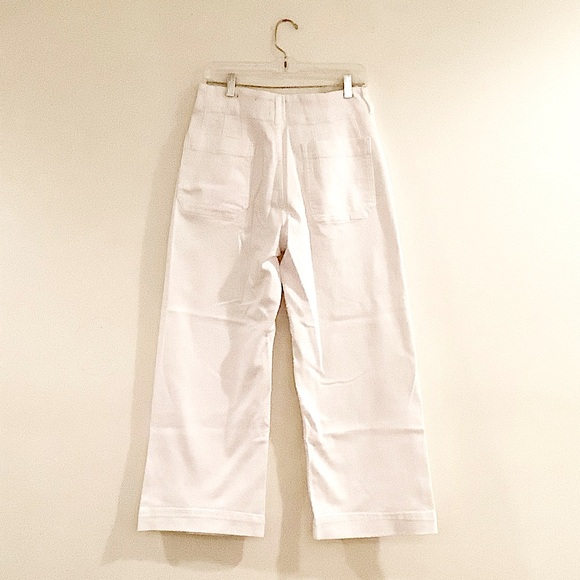 NWT Maeve By Anthropology The Colette Crop Wide-Leg White Jeans - Picture 4 of 13